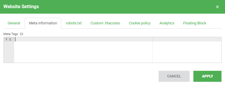 Meta-Informationen zur Domain-Weiterleitung im Website-Builder